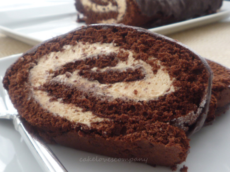Chocolate Peanut butter mousse Swiss roll 2