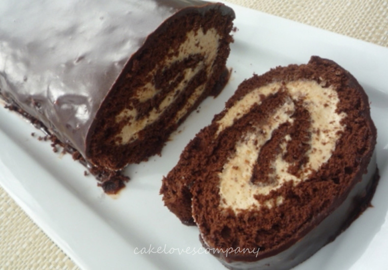 Chocolate Peanut butter mousse Swiss roll 5